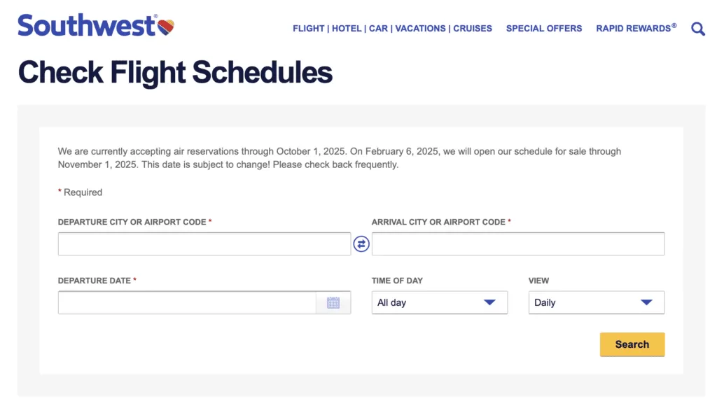 When will southwest release flights 
